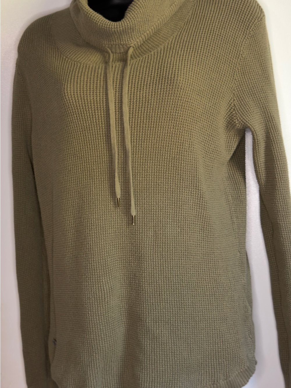 Lauren Ralph Lauren cowl neck sweater forest green waffle knit texture - Picture 9 of 13